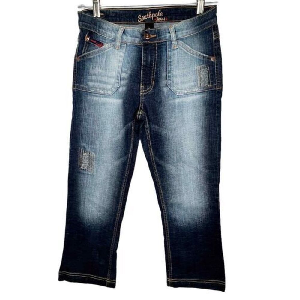 SOUTHPOLE Y2K Distressed Ombre Cropped‎ Straight Leg Denim Jeans Size 7